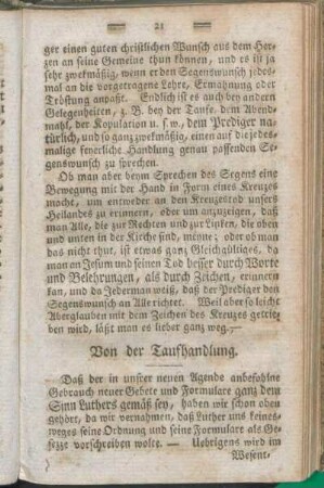 Von der Taufhandlung.