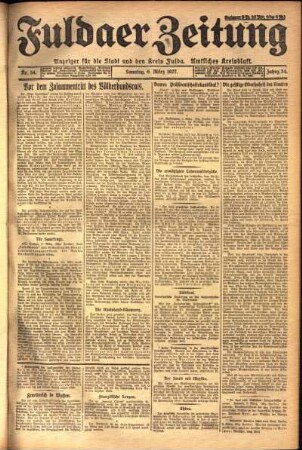 Erste Ausgabe vom Sonntag, den 06. März 1927.