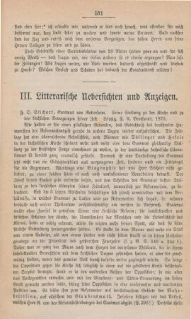 531-535 Litterarische Uebersichten und Anzeigen