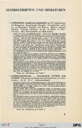 Handschriften und Miniaturen (Nr. 1-8)