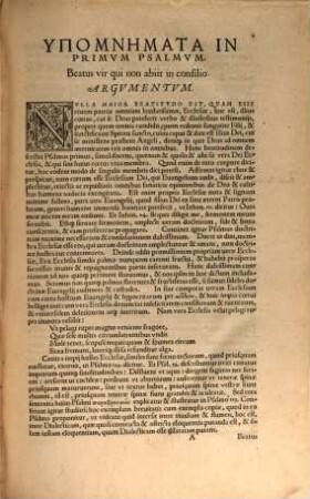 Hypomnēmata In omnes Psalmos Davidis, ita Scripta, Ut A Piis Amantibus consensum expressum in scriptis Propheticis, Apostolicis, Symbolis, & Scriptoribus vetustis ac purioribus utiliter legi possint