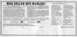 Aufruf der FDP zur Wahl von SPD und FDP bei der Bundestagswahl 1972