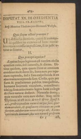 Disputat. XX. De Obedientia VIII. Praecepti, ...