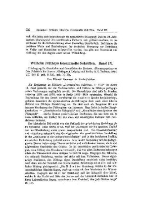 Wilhelm Diltheys Gesammelte Schriften : Band IX