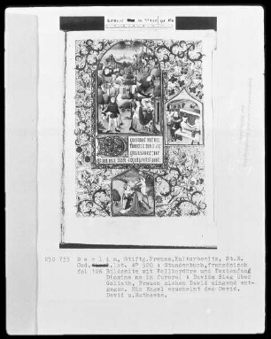 Lateinisches Stundenbuch — Bildseite mit drei Miniaturen, Folio 106recto