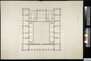 Grundriss, wohl des ersten Obergeschosses, mit einer Tektur