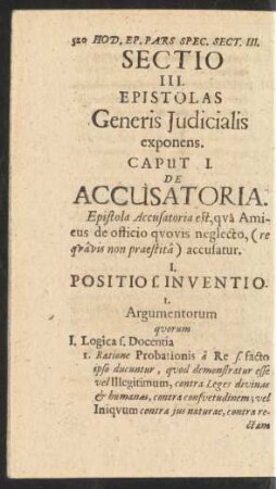 Sectio III. Epistolas Generis Iudicialis exponens.