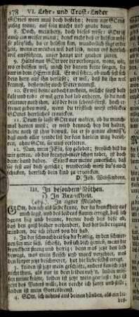 III. In besondern Nöthen.