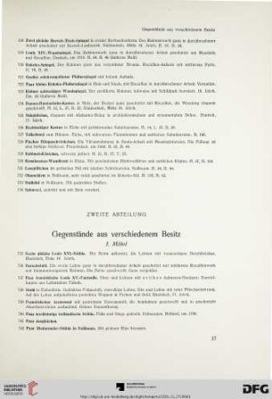 Zweite Abteilung: Gegenstände aus verschiedenem Besitz (Nr. 735-1011)