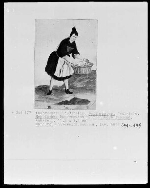 Hessische Bauern in Trachtenkleidung — Hessisches Bauernmädchen mit Korb