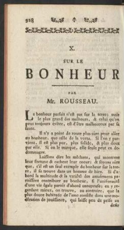 X. Sur Le Bonheur