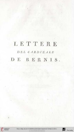 Lettere del Cardinale de Bernis