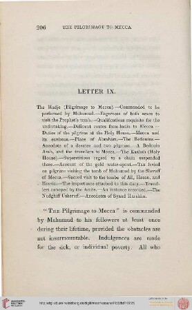 Letter IX: The Hadje (Pilgrimage to Mecca), Commanded to be performed by Mahumud, Eagerness of both sexes to visit the Prophet’s tomb, ...