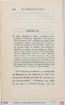 Letter IX: The Hadje (Pilgrimage to Mecca), Commanded to be performed by Mahumud, Eagerness of both sexes to visit the Prophet’s tomb, ...