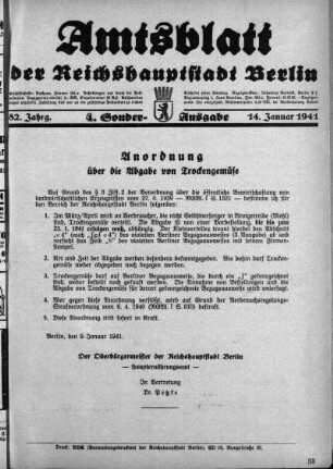 4. Sonderausgabe, 14. Januar 1941