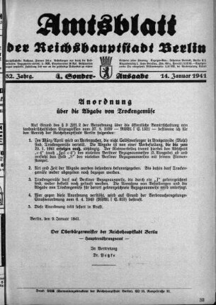 4. Sonderausgabe, 14. Januar 1941