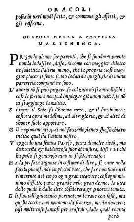 Oracoli Della S. Contessa Martinenga.