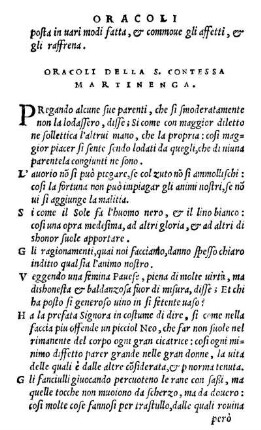 Oracoli Della S. Contessa Martinenga.