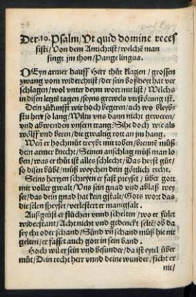 Der 10. Psalm/ Ut quid domine recessisti ...