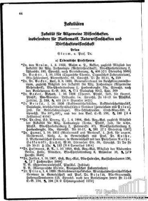 Mitglieder des Lehrkörpers sowie Dozenten und Assistenten der Fakultät: