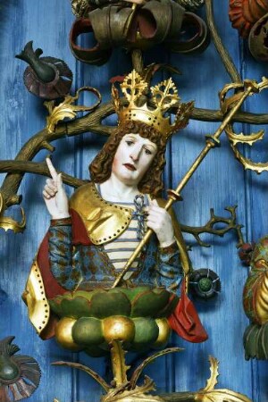 Schöllenbacher Altar — Wurzel Jesse mit den Vorfahren Christi und der Madonna im Strahlenkranz — Alttestamentarischer König