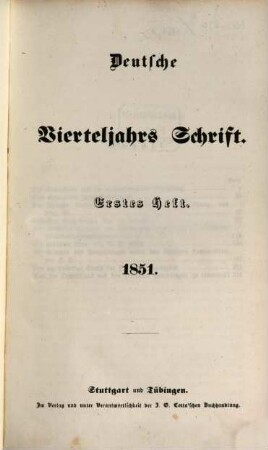 Deutsche Vierteljahrs-Schrift. 1851,1/2