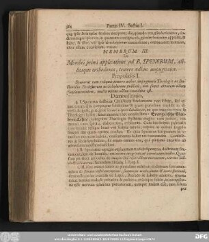 Membrum III. De primi applicatione ad B. Spenerum, aliliosque orthodoxos, temere adhuc impugnatos.