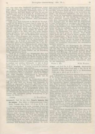 86-90 [Rezension] Vilmar, A. F. C., Dogmatik. Akademische Vorlesgn. Nach dessen Tode hrsg. v. K. W. Piderit. 2 Thle