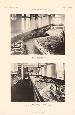 Flussbau-Laboratorium, Karlsruhe: Ansichten Versuchsrinne (aus: Atlas zur Zeitschrift für Bauwesen, hrsg. v. Ministerium der öffentlichen Arbeiten, Jg. 53, 1903)