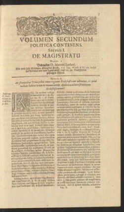 Sectio I. De Magistratu.