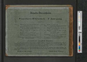 Inhalts-Verzeichnis der Pianoforte-Bibliothek 1r Jahrgang