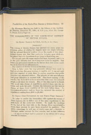 The Possibilities of the North-West District of British Guiana. George G. Dixon.