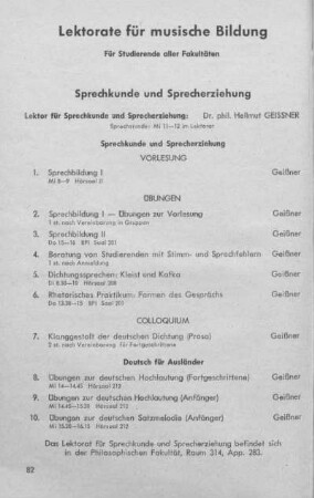 Lektorate für musische Bildung