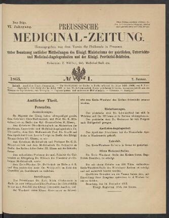 No 1. (7. Januar 1863) - No. 4 (28. Januar 1863)