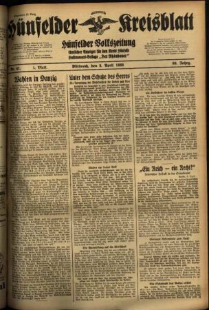 Erste Ausgabe vom Mittwoch, den 03. April 1935.