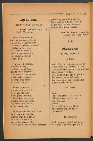 Desilución : Tango canción
