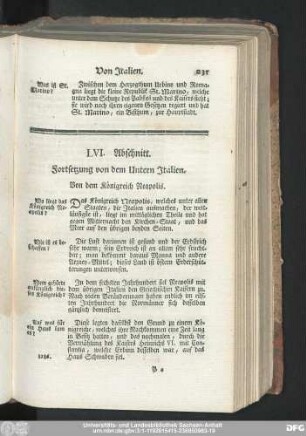 LVI. Abschnitt. Fortsetzung von dem Untern Italien. Von dem Königreich Neapolis.