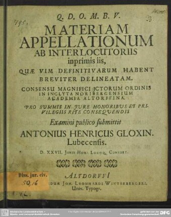 Materiam appellationum ab interlocutoriis inprimis iis, quae vim definitivarum habent, breviter delineatam