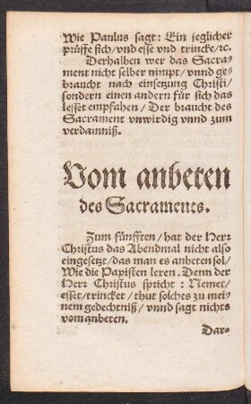 Vom anbeten des Sacraments.