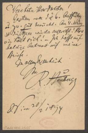Brief an B. Schott's Söhne : 20.02.1894