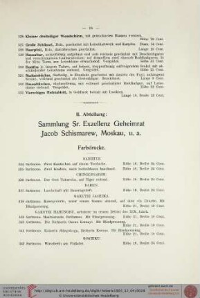 II. Abteilung: Sammlung Sr. Exzellenz Geheimrat Jacob Schismarew, Moskau, u.a. (Nr. 334-1067)