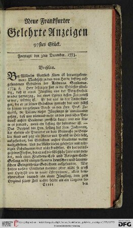[97. -103. Stueck] (December 1773)