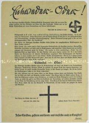 Propagandaflugblatt der Bekennenden Kirche Sachsen zur Kirchenwahl 1937