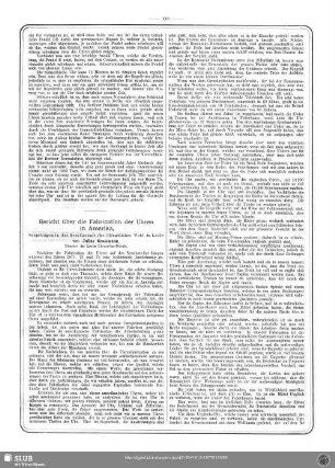 Bericht über die Fabrication der Uhren in Amerika