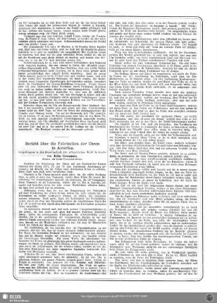 Bericht über die Fabrication der Uhren in Amerika