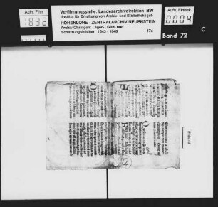 Gültbuch und Gülteinzugsregister der Pfarrei Hohebach, renoviert durch Johann Heber, Sekretär, Peter Virntzler und Albrecht Eysenmenger, Schultheiß zu Hohebach.