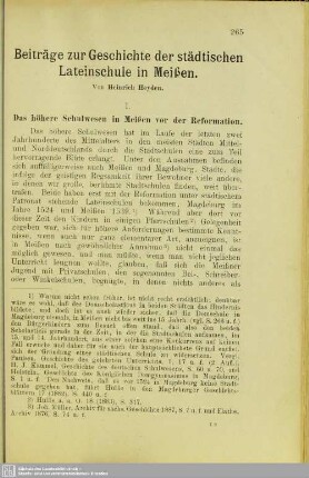 Beiträge zur Geschichte der Städtischen Lateinschule in Meißen