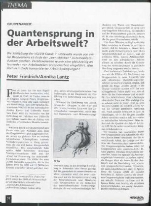 Gruppenarbeit: Quantensprung in der Arbeitswelt?