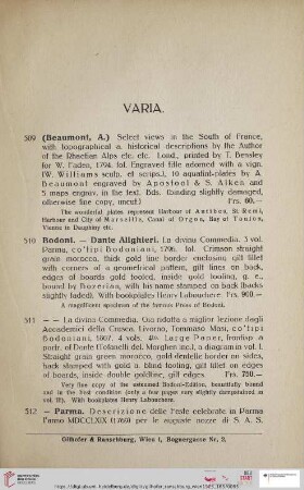 Varia (Nr. 509 - 541)