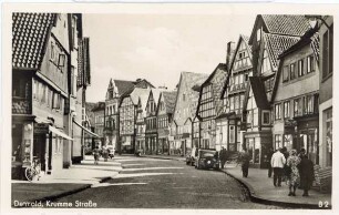 Postkarte, s/w, unbeschriftet. Krumme Straße. Detmold